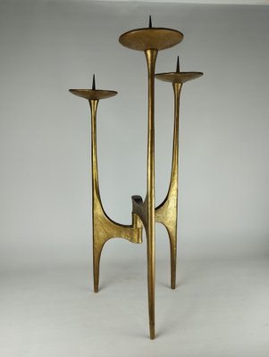 Große Brutalistische Boden Kerzenständer aus Bronze, 1960er