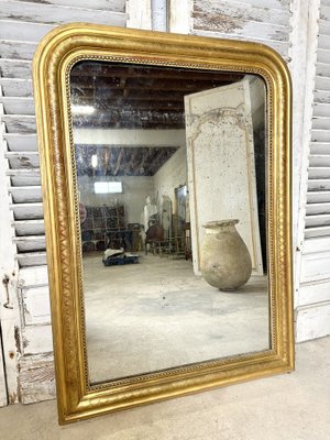 Louis Philippe Gilded Wood Stucco Mirror, 19th Century