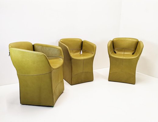 Bloomy Easy Chair in Olive Green Leather by Patricia Urquiola for Moroso  for sale at Pamono