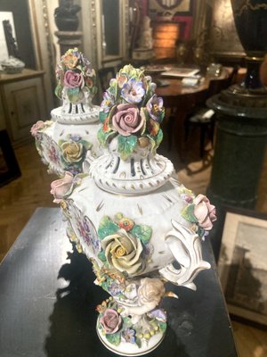 19th Century Capodimonte Polychrome Porcelain Incense Burners
