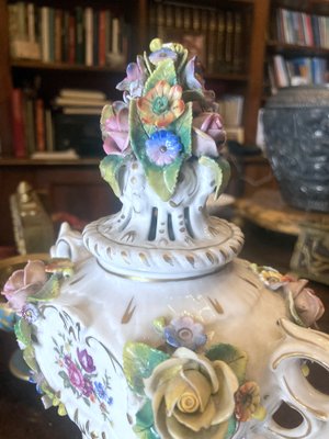 19th Century Capodimonte Polychrome Porcelain Incense Burners