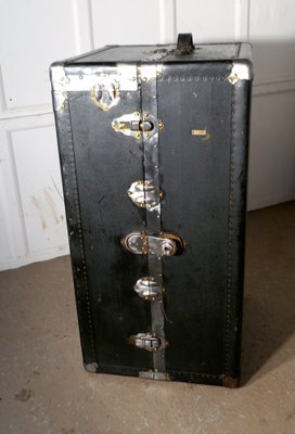 Vintage Steamer Wardrobe Trunk in Brass and Bound Canvas, 1890s for sale at  Pamono