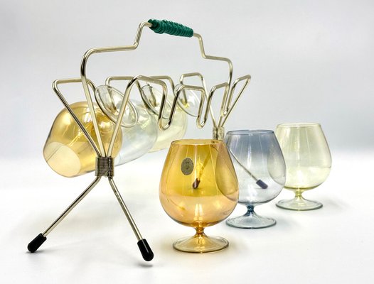 Vintage Art Gläser mit Gestell von Gehren, 1950er, 7 . Set bei Pamono kaufen