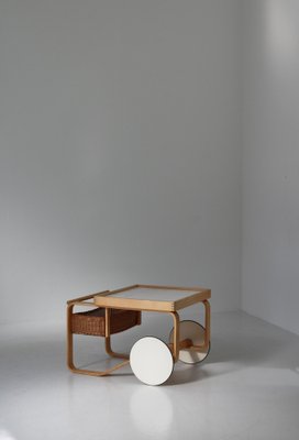 Model 900 Tea Trolley with White Ceramic Tiles & Rattan Basket