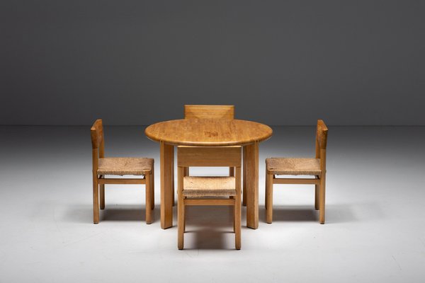 Mid-Century Pine Dining Chair in the style of Charlotte Perriand, France,  1960s for sale at Pamono