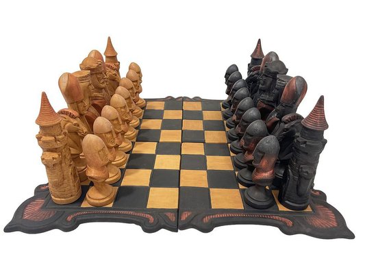 Large Chess Set Statue Sculpture Black Modern Home Decor King