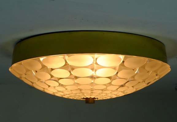 Mid Century Ceiling Light With Op Art Relief Pattern