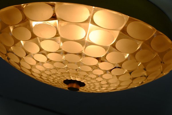 Mid Century Ceiling Light With Op Art Relief Pattern