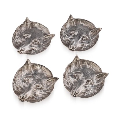 Silver Fox Head Dishes fom Asprey 1980s, Set of for sale