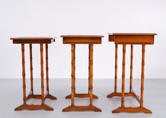 English Cherrywood Nesting Tables from Heldense 1978 Set of 3