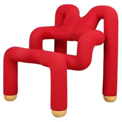 Postmodern Chair in Original Red Fabric attributed to Terje