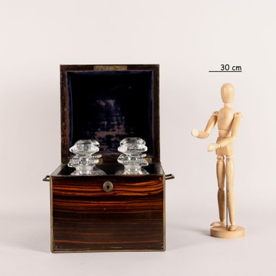 Vintage Liquor Box with Glass Decanters, Early 19th Century, Set