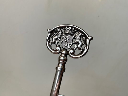 Vintage German Cellar Key Wine Bottle Opener in Silver