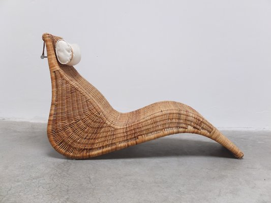 Rattan Landskrona Chaise Longue by Karl Malmvel for Ikea 1998 for