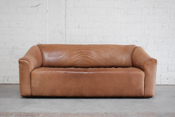 Divano A Tre Posti Ds 47 Vintage In Pelle Color Cognac Di De Sede