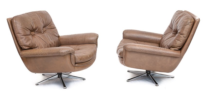 Divano DS 31 e poltrone girevoli in pelle di de Sede, anni '60