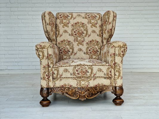Vintage Danish Relax Chair in Flowers Fabric, 1950s for sale at Pamono - Main Image