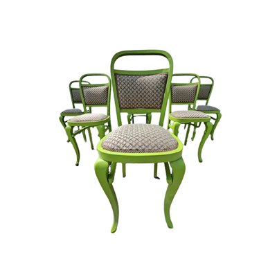 Sedie imbottite con struttura in legno verniciato verde, set di 6 in  vendita su Pamono