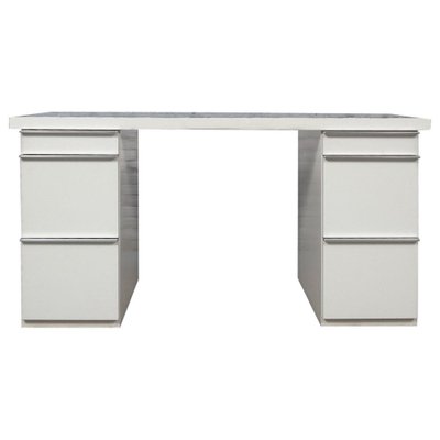 Big Desk in Leather and Aluminum, 1980s for sale at Pamono