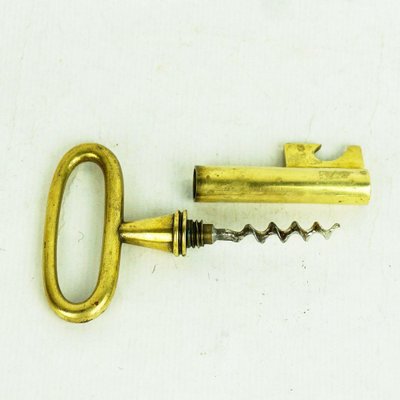 Mid-Century Austrian Brass Key Cork Screw or Bottle Opener