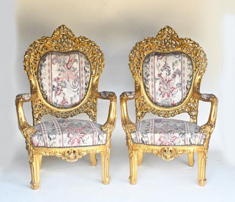 Rococo armchair: Louis XV bergere mahogany wood