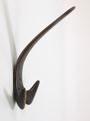 Large Brass Double Wall Coat Hook attributed to Carl Auböck