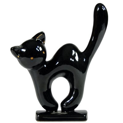 Belgian Art Deco Ceramic Cat Figurine, 1930s for sale at Pamono
