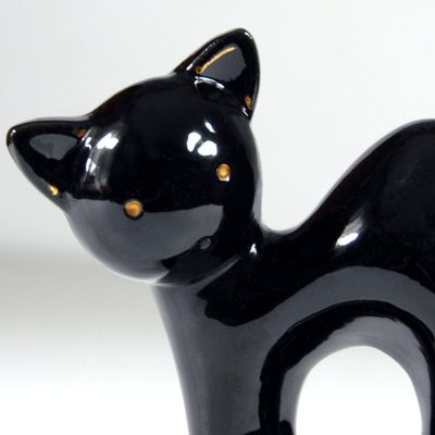Belgian Art Deco Ceramic Cat Figurine, 1930s for sale at Pamono