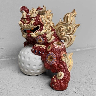 Japanese Shishi Lion Kutani Ware Shinki Period, 1930s for sale at