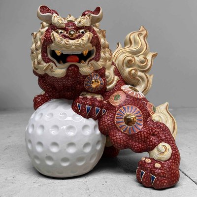 Japanese Shishi Lion Kutani Ware Shinki Period, 1930s for sale at
