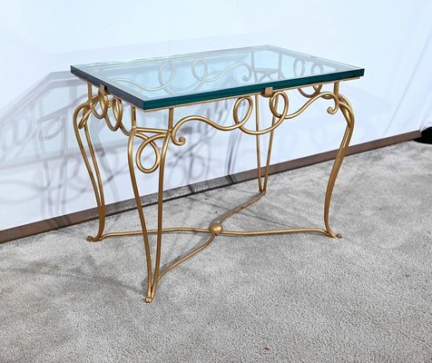 Wrought iron and glass side table best sale