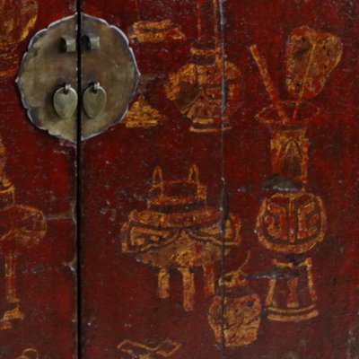 Painted Red Lacquer Qinghai Sideboard - 19th Century Painted Red Lacquer Qinghai Sideboard - 19th Century