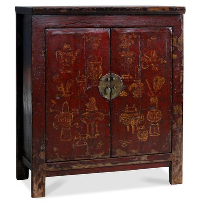 Painted Red Lacquer Qinghai Sideboard - 19th Century Painted Red Lacquer Qinghai Sideboard - 19th Century