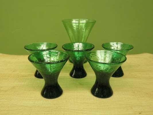 Bicchieri da soda vintage verdi di Yrjö Rosola, Finlandia, anni