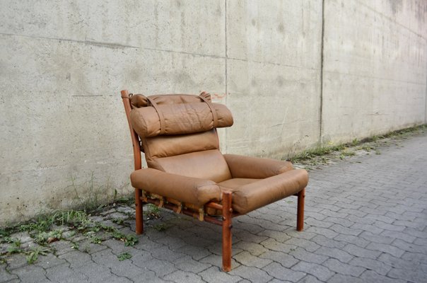 Inca Lounge Chair in Cognac Leather by Arne Norell for Arne Norell AB,  1970s for sale at Pamono