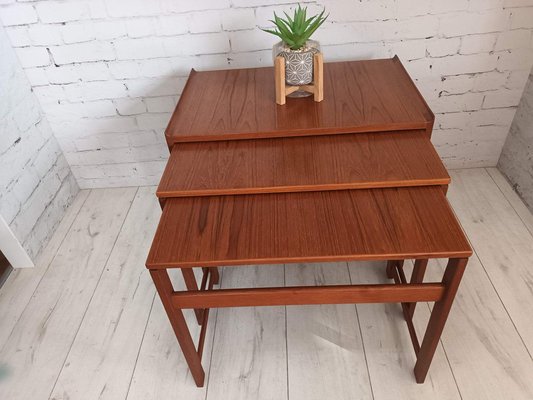 Mid Century Danish Teak Nesting Tables 1960 Set of 3 for sale at