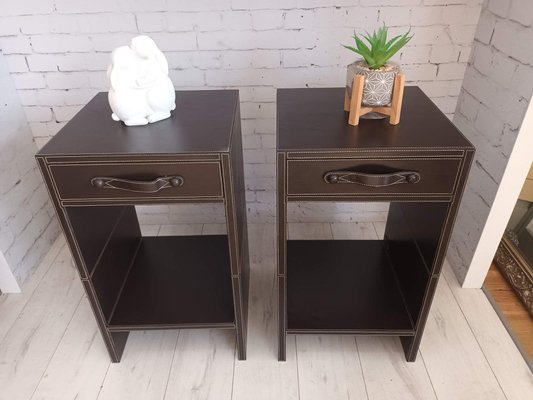 Black leather bedside table deals