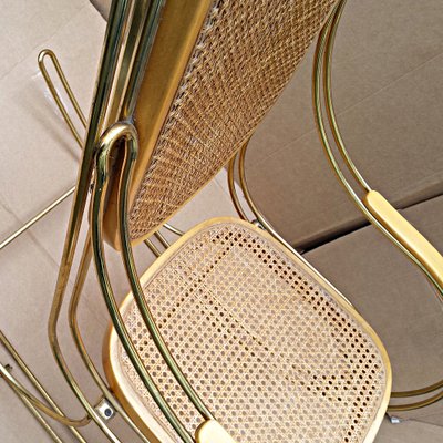 Vintage Gilt Metal Cane Rocking Chair for sale at Pamono