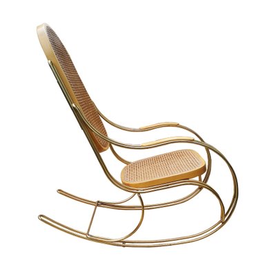 Vintage Gilt Metal Cane Rocking Chair For Sale At Pamono