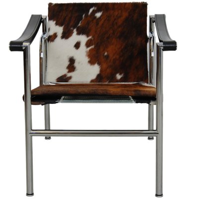 LC-1 Chair in Brown and White Ponyskin by Le Corbusier for