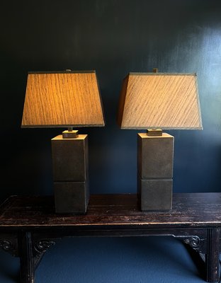 Chinese Bronze Patinated Table Lamps Set of 2 for sale at Pamono