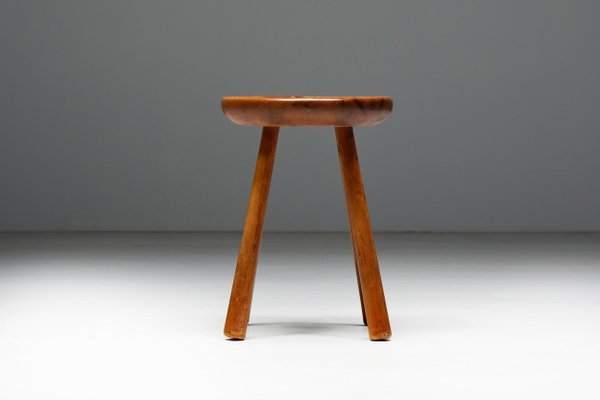 Minimalist Pine Stool by Charlotte Perriand, France, 1950s for