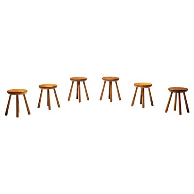 Minimalist Pine Stool by Charlotte Perriand, France, 1950s for