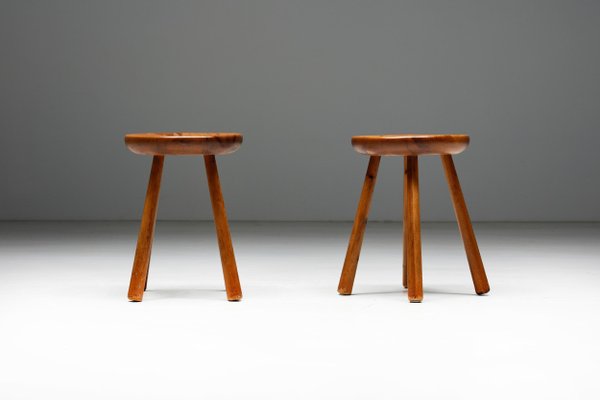 Minimalist Pine Stool by Charlotte Perriand France 1950s for