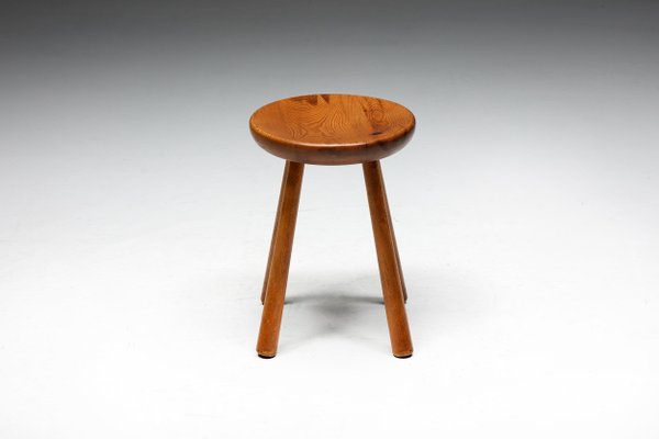 Minimalist Pine Stool by Charlotte Perriand, France, 1950s for
