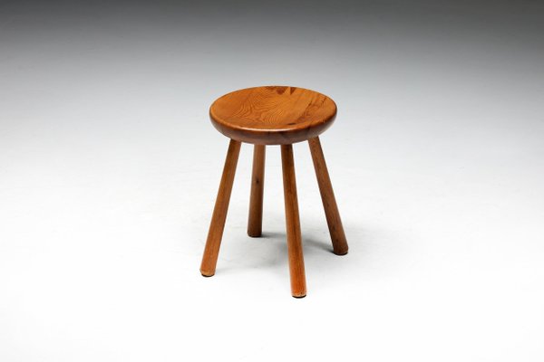 Minimalist Pine Stool by Charlotte Perriand, France, 1950s for