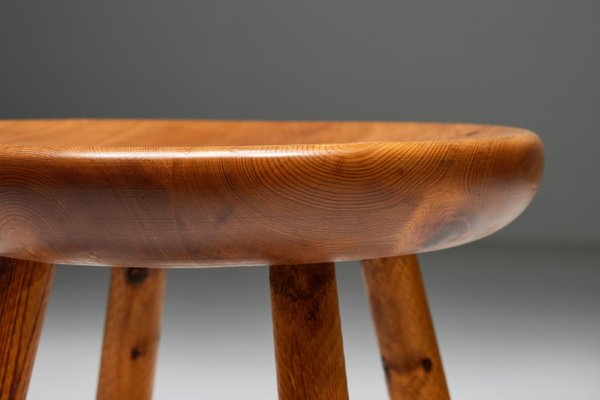 Minimalist Pine Stool by Charlotte Perriand, France, 1950s for