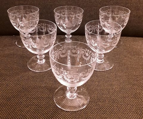 French Crystal Glass Wine Glasses from Baccarat, 1970s, Set of 6 for sale  at Pamono