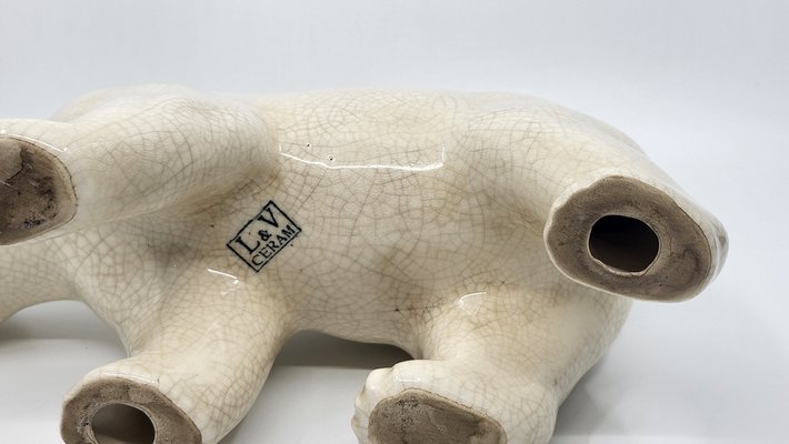 Art Deco Polar Bear in Ceramic from LV Ceram, 1930s for sale at Pamono