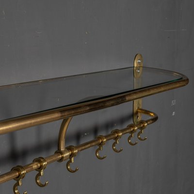 Wall Mounted Brass Coat & Hat Rack, 1930s for sale at Pamono